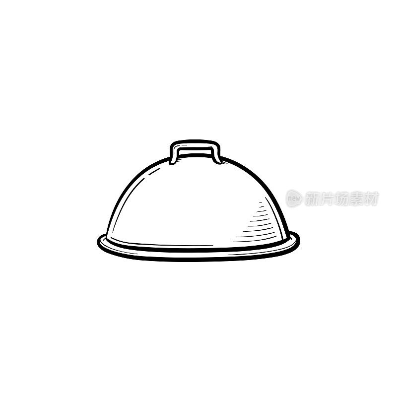 Cloche with platter for serve hand drawn icon